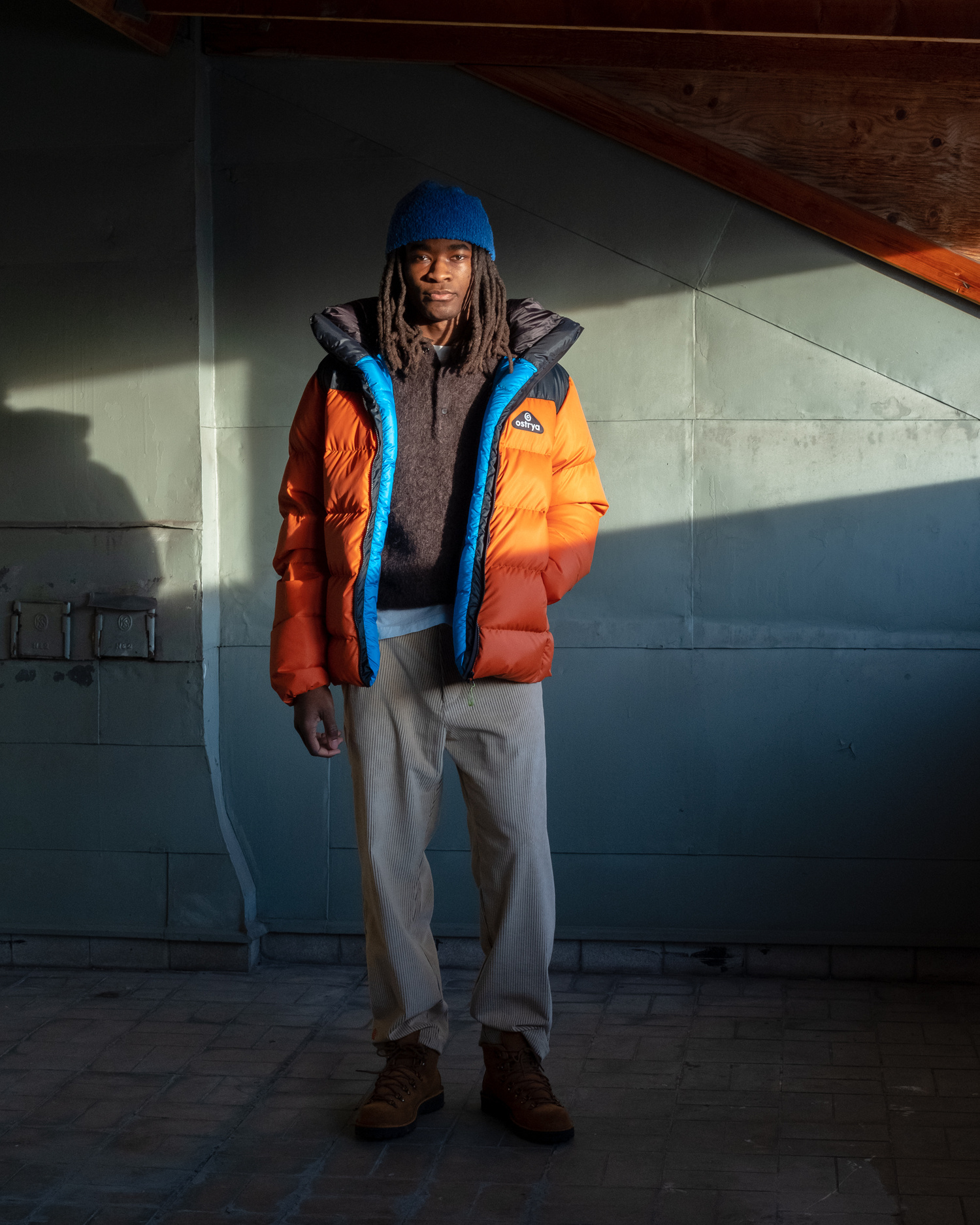 blaze orange down jacket