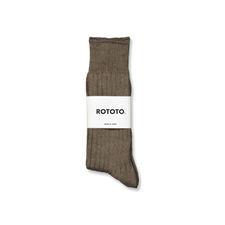 Rototo Linen Cotton Ribbed Crew Sock - Dark Gray