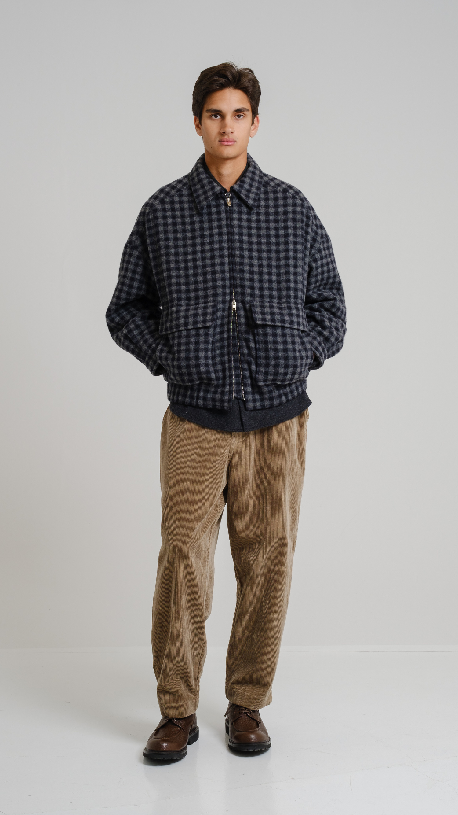 Evan Kinori Single Pleat Pant - Cotton/Hemp Corduroy Gallnut/Iron