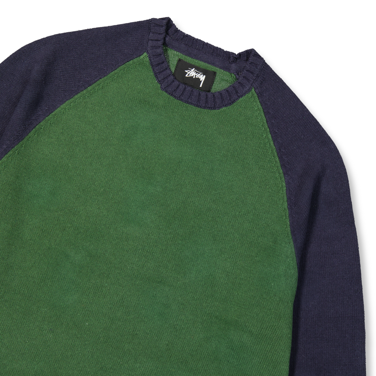トップス Stussy COLORBLOCKED RAGLAN KNIT CREW Relaxed Hoodie – Washed Black | Sweats | Stüssy