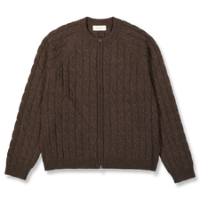 mfpen Editor Zip Sweater - Brown Cable Knit