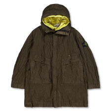 Stone Island Wrinkle Corduroy Parka - Military Green