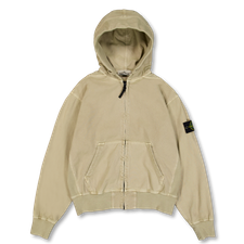 Stone Island Panama Cotton Old Effect Hooded Zip Jacket - 6100017 - Desert