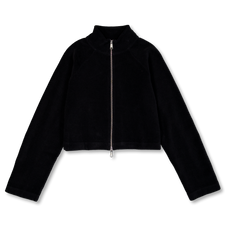 mfpen Cropped Leisure Zip Up - Black Jersey Cord