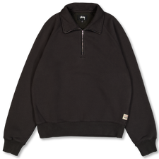 Stüssy Fleece Raglan Zip Mock - Washed Black
