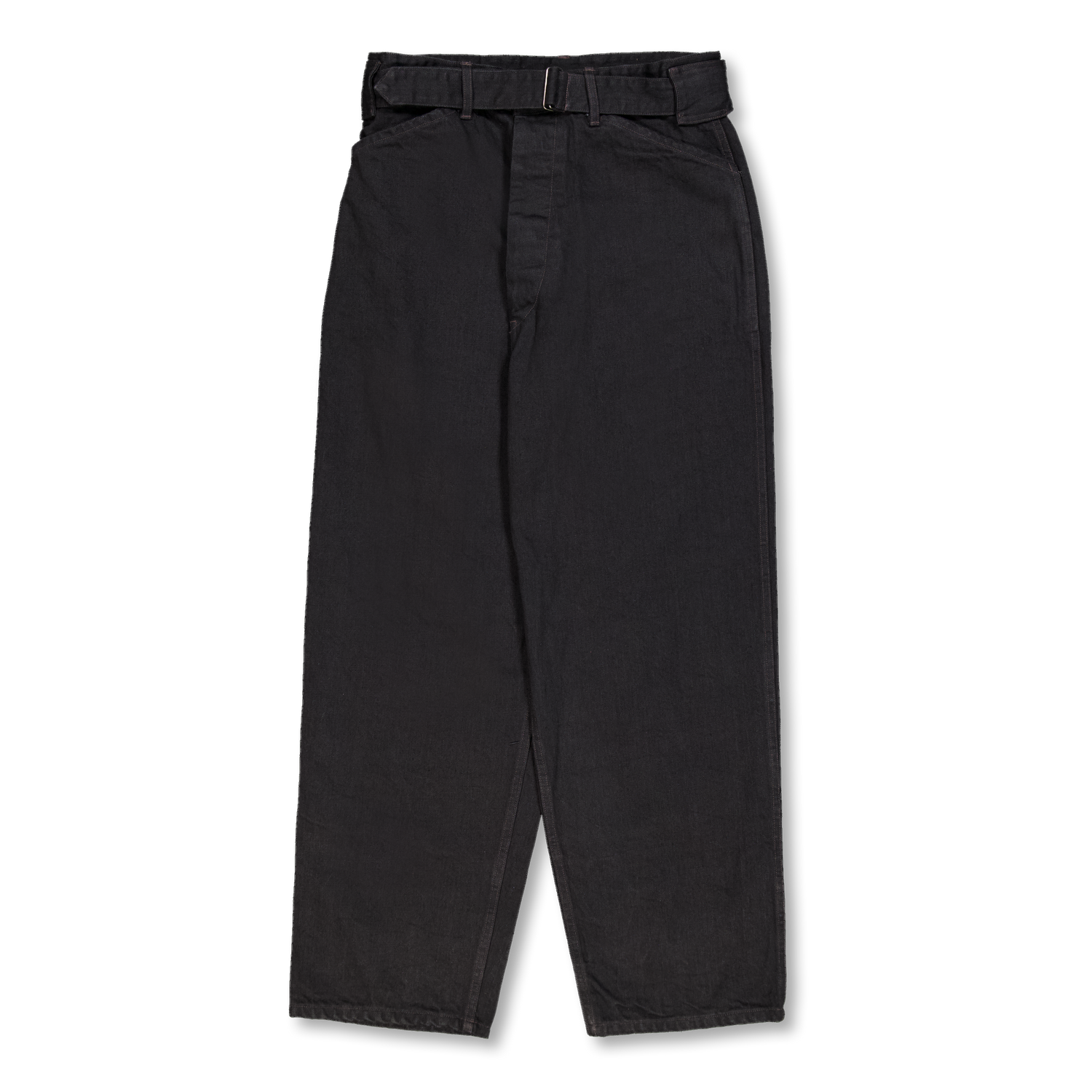 COMOLI Black Denim Belted Pants Black | Nitty Gritty