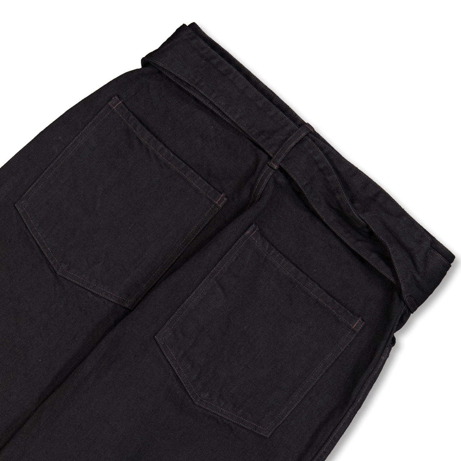 COMOLI Black Denim Belted Pants Black | Nitty Gritty