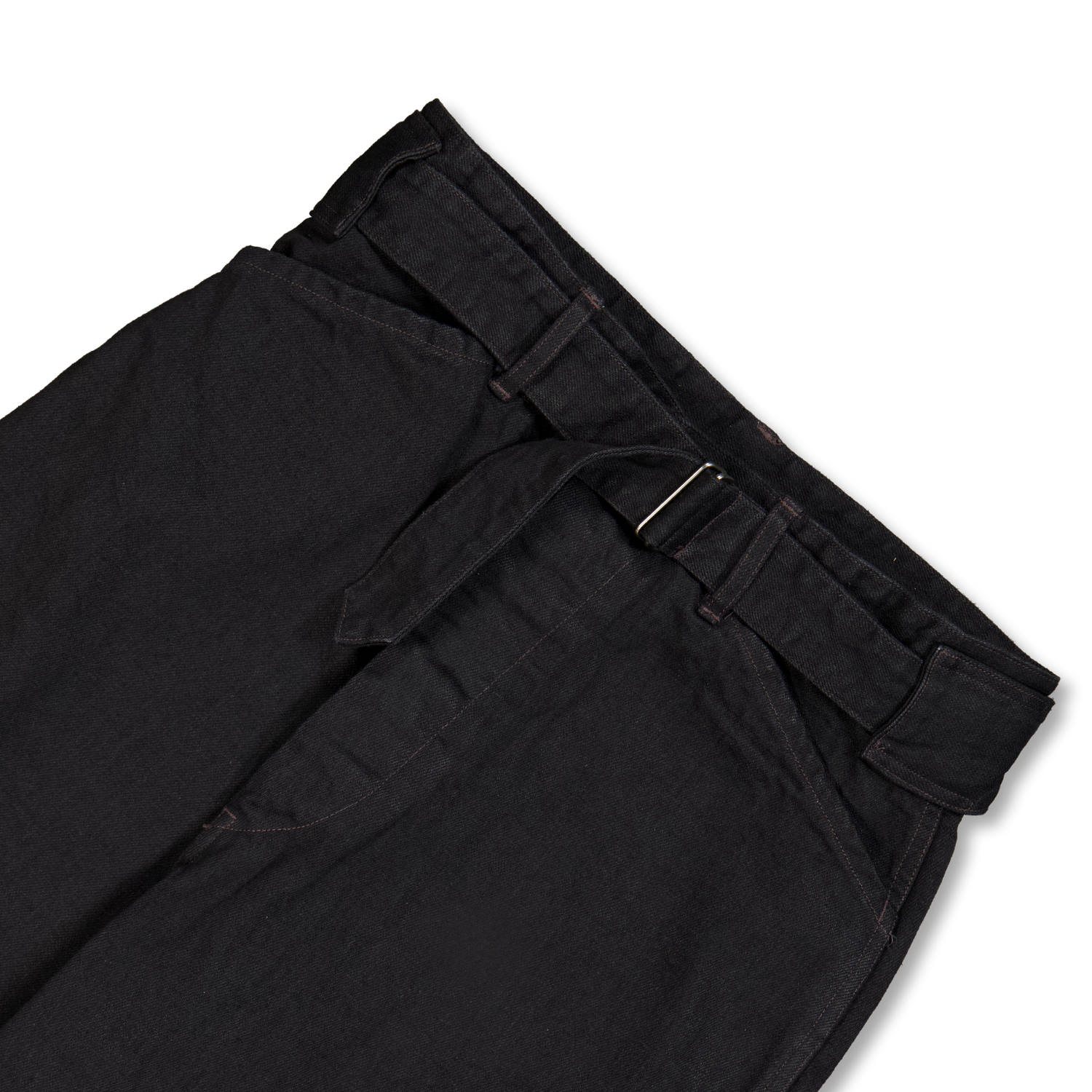 COMOLI Black Denim Belted Pants Black | Nitty Gritty
