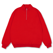 Auralee Light Wool Sweat Half Zip P/O - Red
