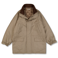 Auralee Wool Fulling Flannel Padded Over Blouson - Top Brown