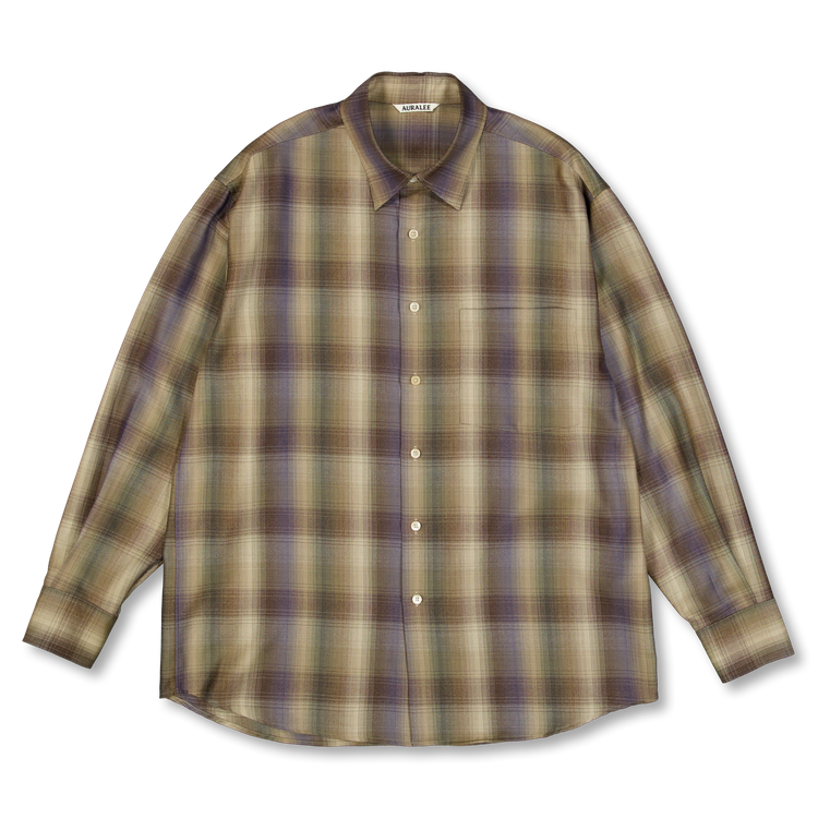トップス 25SSAuralee SUPER LIGHT WOOL CHECK SHIRT Auralee Super Light Wool Check Shirt in Blue Green Check