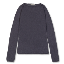 Auralee Kid Mohair Sheer Knit Boat-Neck P/O - Top Charcoal