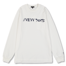 Engineered Garments  Printed Cross Crew Neck L/S T-Shir - White