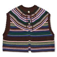BEAMS BOY O.Multi Striped Vest - Brown