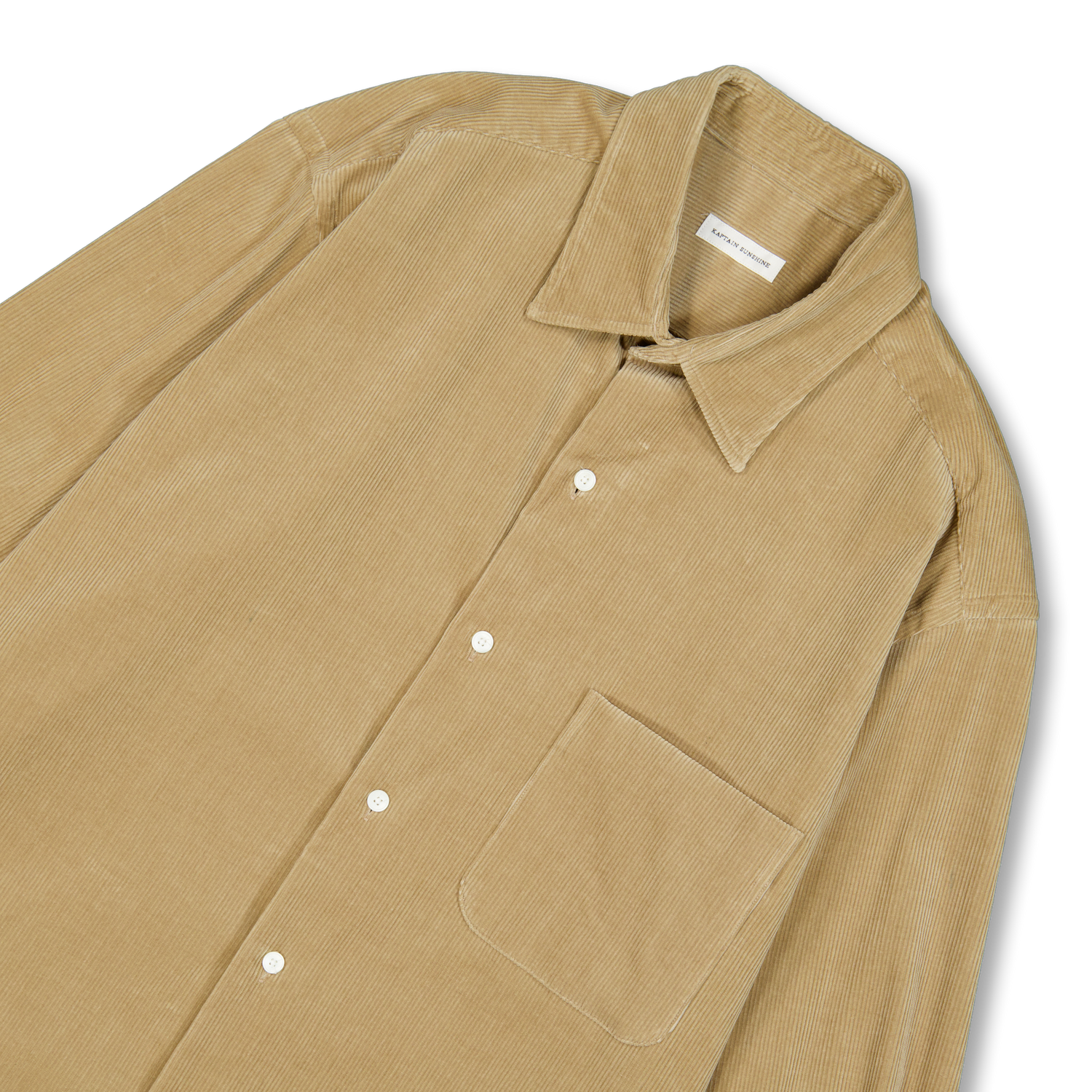 Kaptain Sunshine Suvin Corduroy Regular Collared Shirt Almond