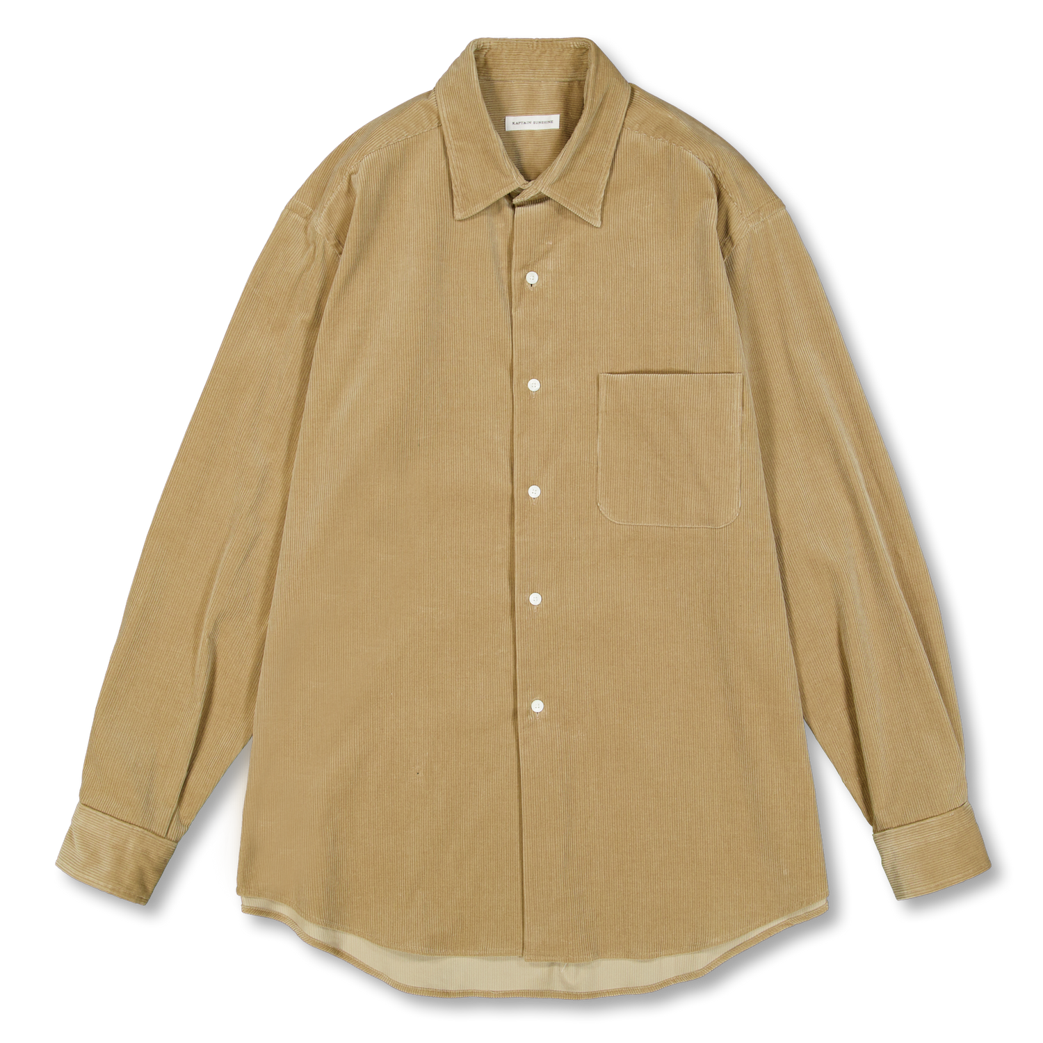 Kaptain Sunshine Suvin Corduroy Regular Collared Shirt Almond 