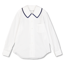 Comme des Garçons Girl Square Collar Cotton Blouse - White/Navy