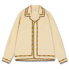 Bode                                               Beaded Ryegrass Long Sleeve Shirt - Tan Brown