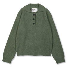 Margaret Howell MHL 3 Button Polo Lambswool - Sage