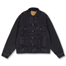 orSlow Organic Cotton Flannel Check Lining Denim Jacket - Black Denim Stone