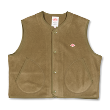 Danton                                             Fleece Collarless Vest - Khaki