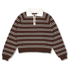 Cordera Merino Wool Striped Polo - Brown