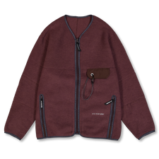 And Wander Wool Fleece Cardigan - Bordeaux