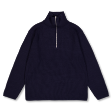 Batoner Solid Wool Rib Half Zip - Navy