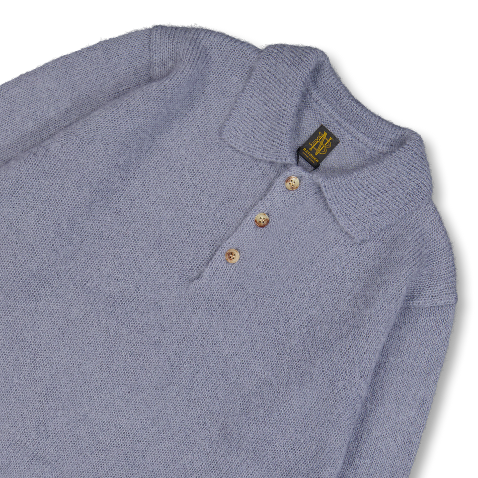 BATONER バトナー MEN PURE MOHAIR POLO Batoner Pure Mohair Polo Sax Gray | Nitty Gritty