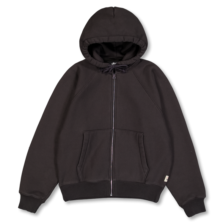 Stüssy Raglan Zip Hood Washed Black | Nitty Gritty