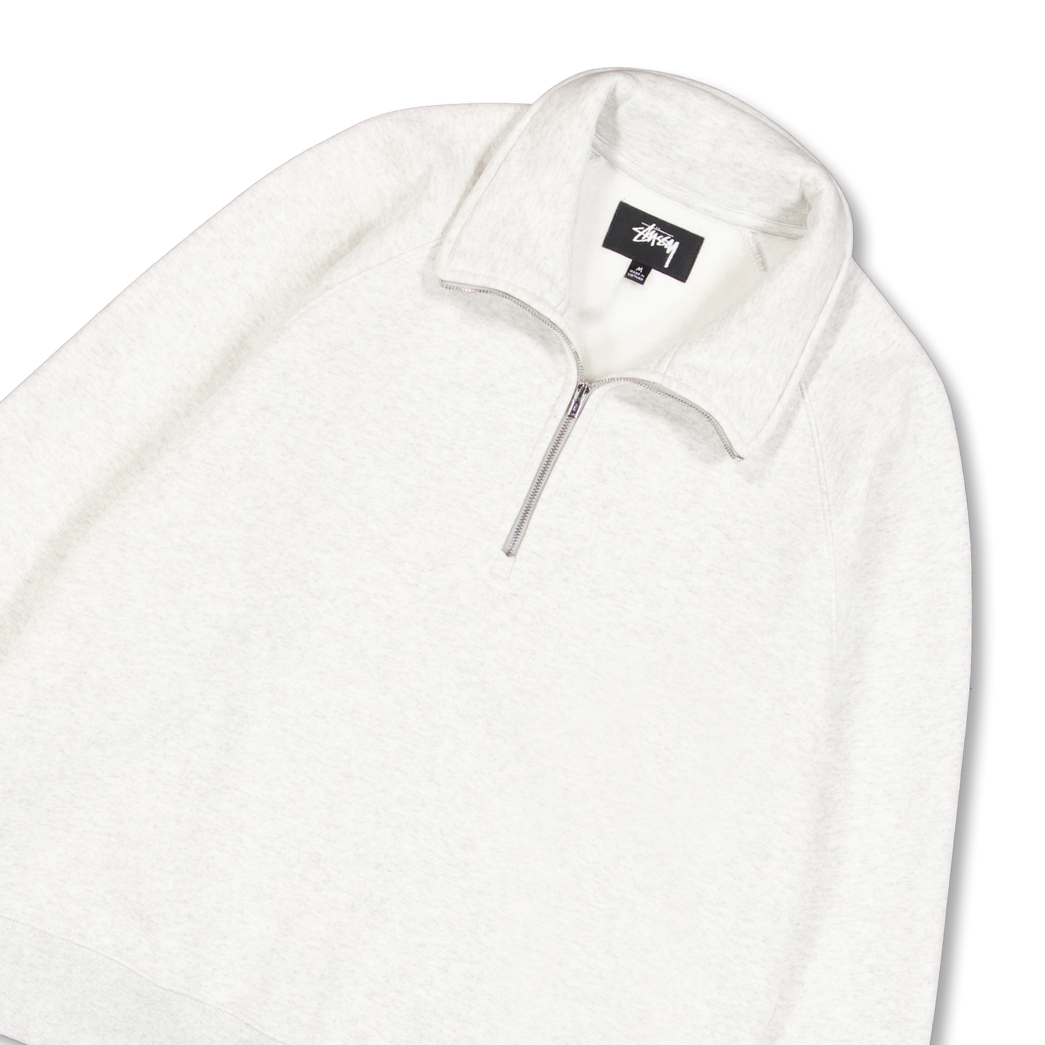 Stüssy Fleece Raglan Zip Mock Ash Heather | Nitty Gritty