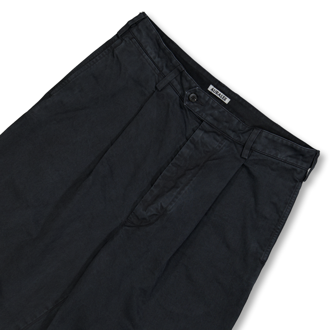 Auralee Product Dyed Finx Chino One-Tuck Pants Black | Nitty Gritty