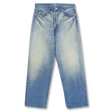 Auralee Selvedge Faded Heavy Denim Wide Pants - Faded Indigo