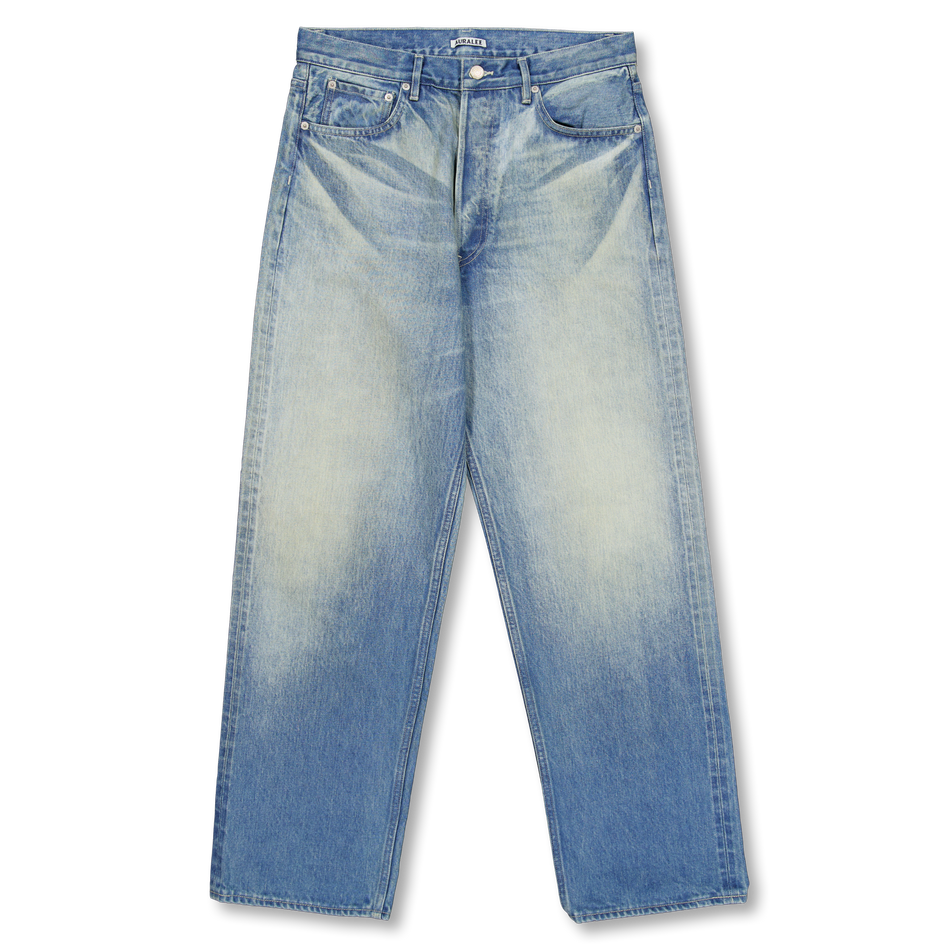 Auralee Selvedge Faded Heavy Denim Wide Pants Faded Indigo | Nitty