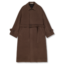 Auralee Super FIne Wool Mosser Soutien Collar Coat - Top Brown