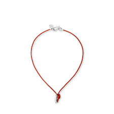 Sapir Bachar Earth Mini Scarlet Leather Nekclace - Silver/Red