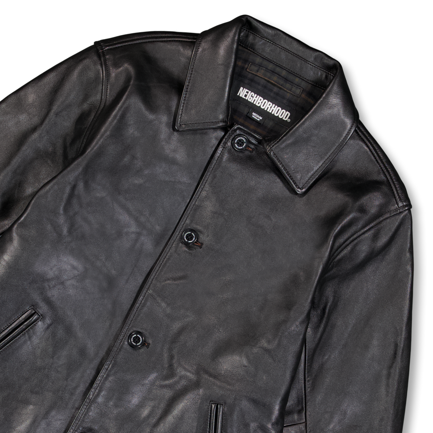NEIGHBORHOOD LEATHER CAR COAT BLACK S NEIGHBORHOOD LEATHER CAR