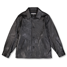 Neighborhood LEATHER CAR COAT - Black