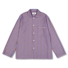 Tekla Poplin Pyjamas Long Sleeve Shirt - Chestnut Stripes