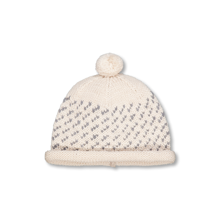 Câbleami Wool Jacquard W/Cap With Pom Ivory | Nitty Gritty