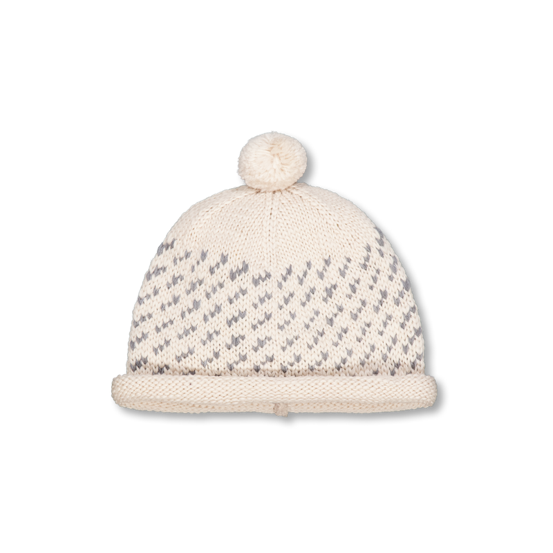 Câbleami Wool Jacquard W/Cap With Pom Ivory | Nitty Gritty