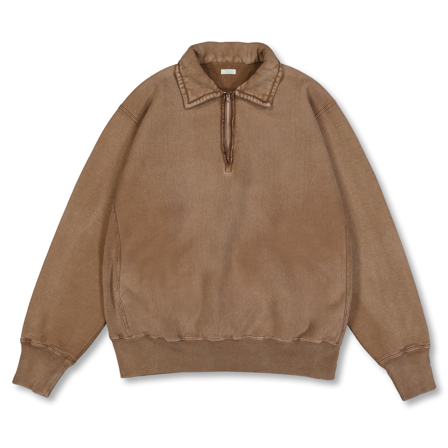 トップス A.PRESSE Vintage Half Zip Sweatshirt A.PRESSE Vintage Half Zip Sweatshirt Brown | Nitty Gritty