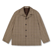 Auralee Silk Linen Nep Check Jacket - Dark Brown Check