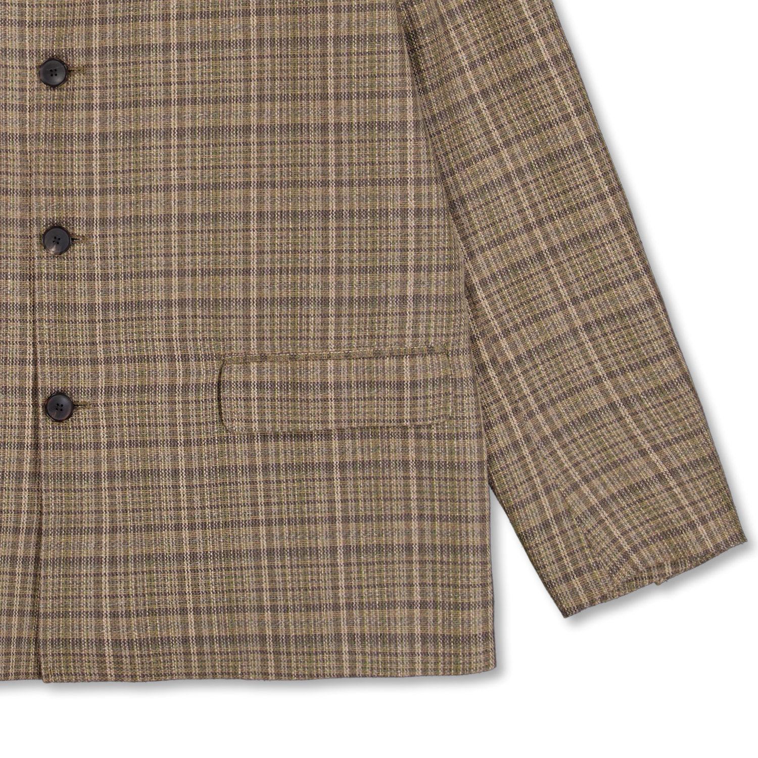 Auralee Silk Linen Nep Check Jacket Dark Brown Check | Nitty Gritty
