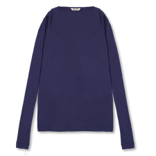 Auralee Super High Gauge Sheer Rib Boat Neck L/S Tee - Navy