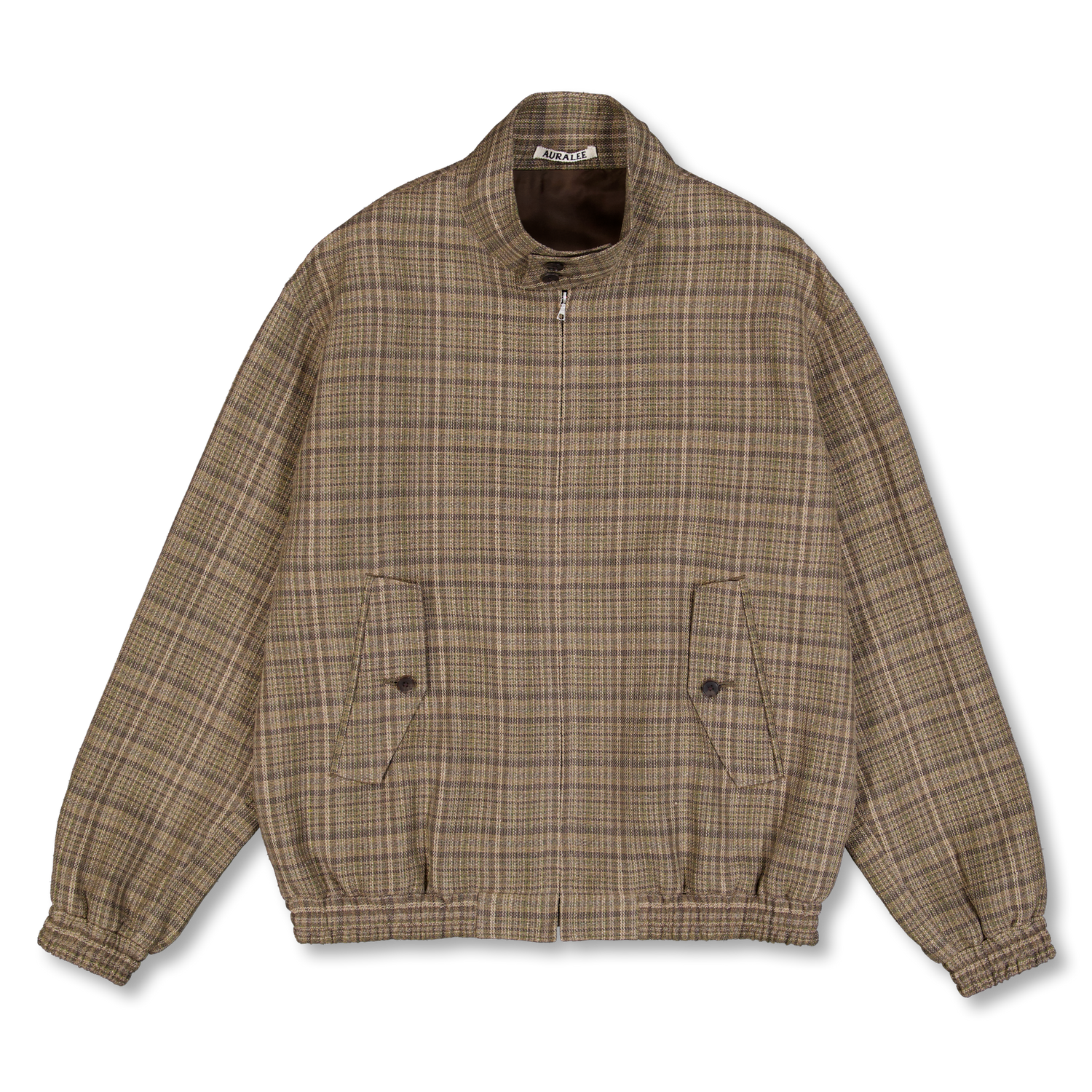 Auralee Silk Linnen Nep Check Zip Blouson Dark Brown Check | Nitty