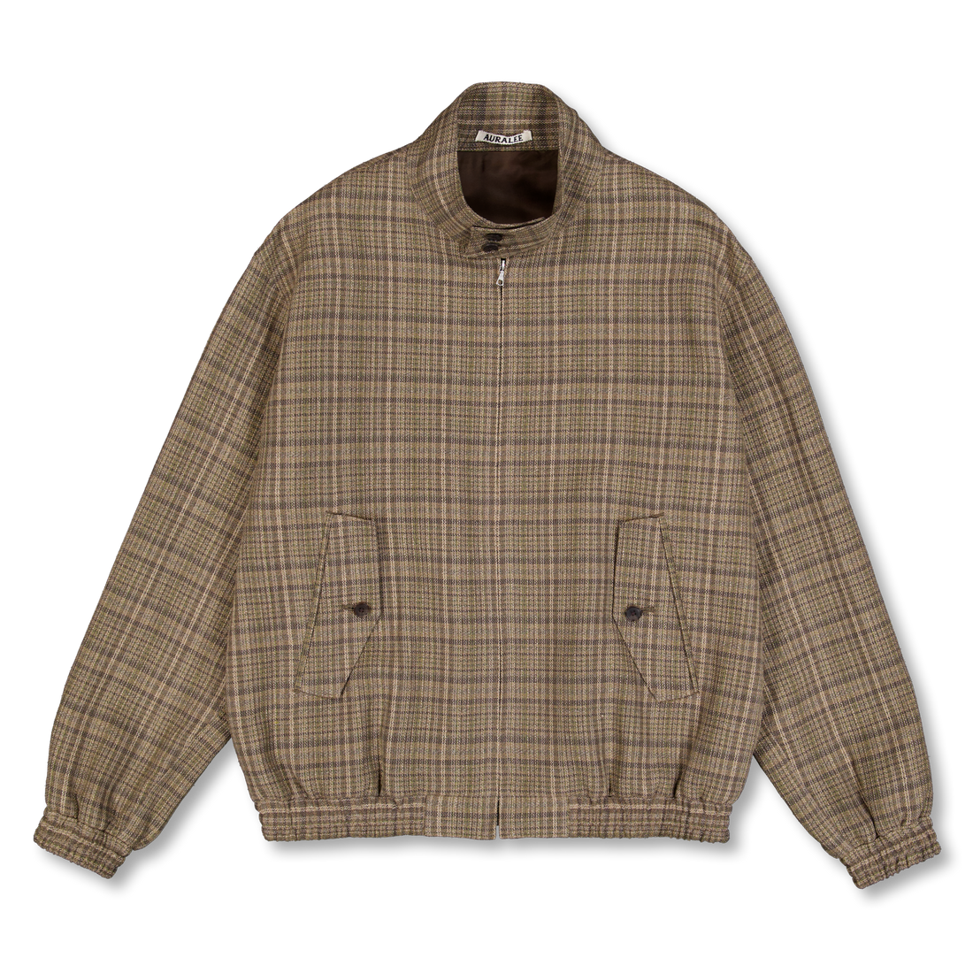 Auralee Silk Linnen Nep Check Zip Blouson Dark Brown Check | Nitty
