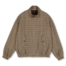 Auralee Silk Linnen Nep Check Zip Blouson - Dark Brown Check