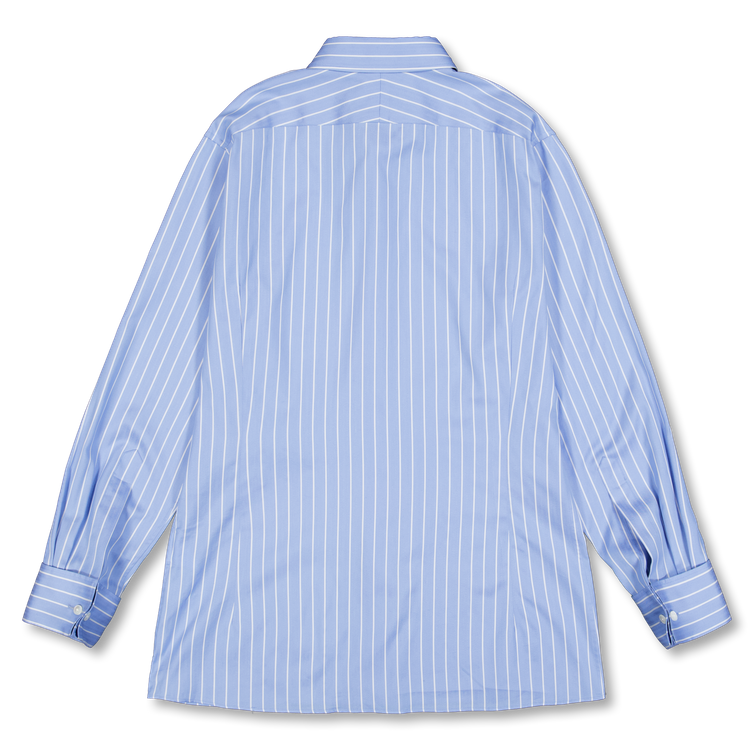 Auralee Cotton Silk Stripe Double-Cuff Shirt Sax Blue Stripe
