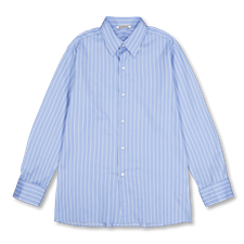 Auralee Cotton Silk Stripe Double-Cuff Shirt - Sax Blue Stripe